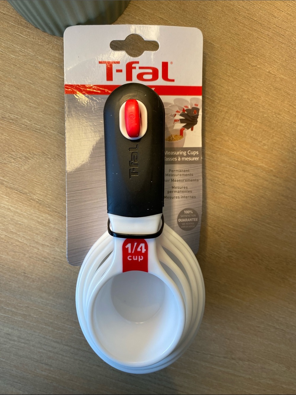 T-fal White and Black 1/4 Cup Measuring Spoon Set
